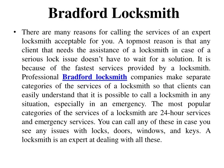 bradford locksmith