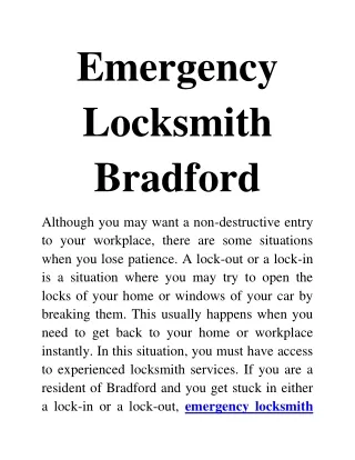 emergency locksmith Bradford