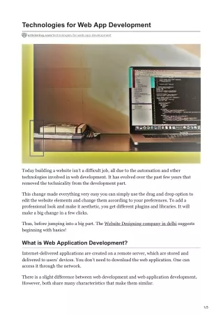 technologies for web app development