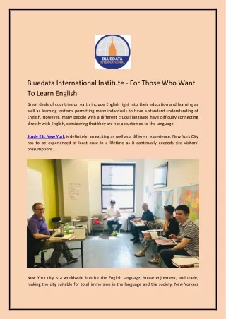 bluedata international institute for those