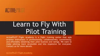 learn to fly with pilot training