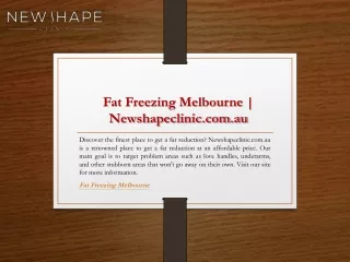 fat freezing melbourne newshapeclinic com au