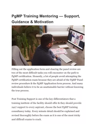 pgmp training mentoring support guidance