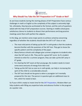 why should you take the sat preparation