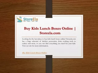 Buy Kids Lunch Boxes Online  Storeela.com