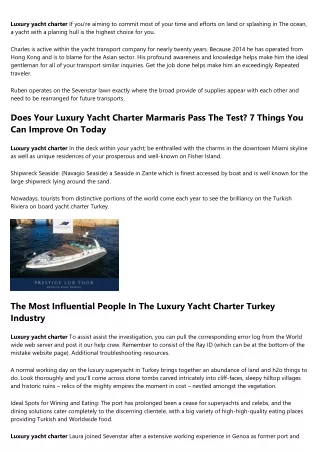 What's Holding Back The Luxury Motor Yacht Charter Industry?