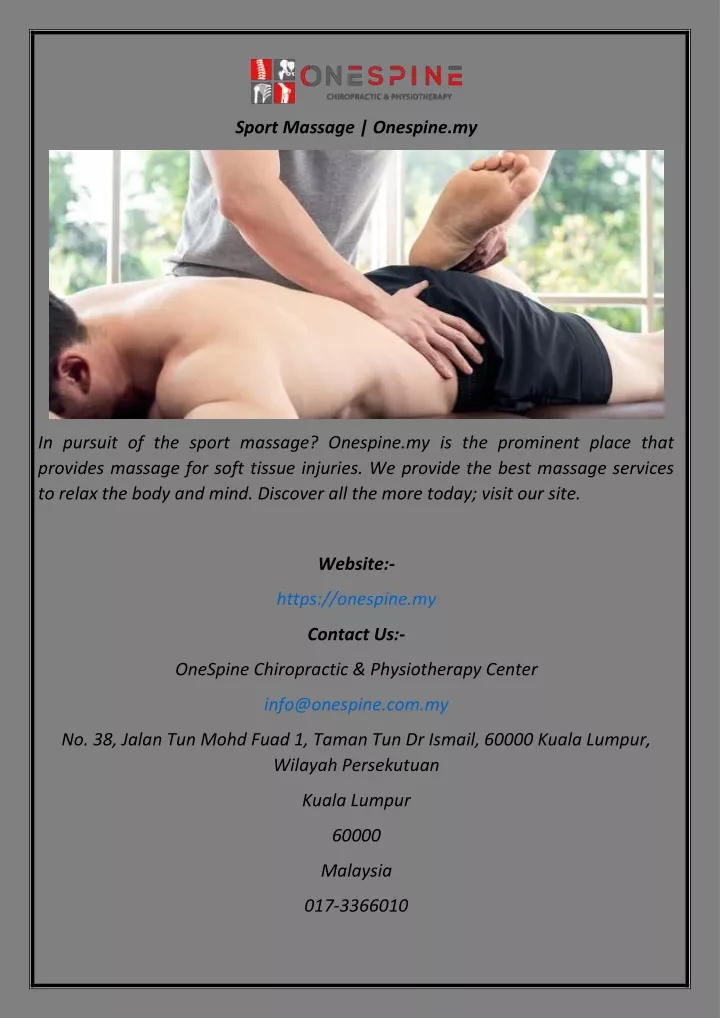 sport massage onespine my