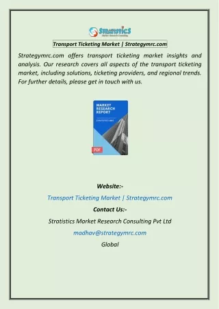 transport ticketing market strategymrc com