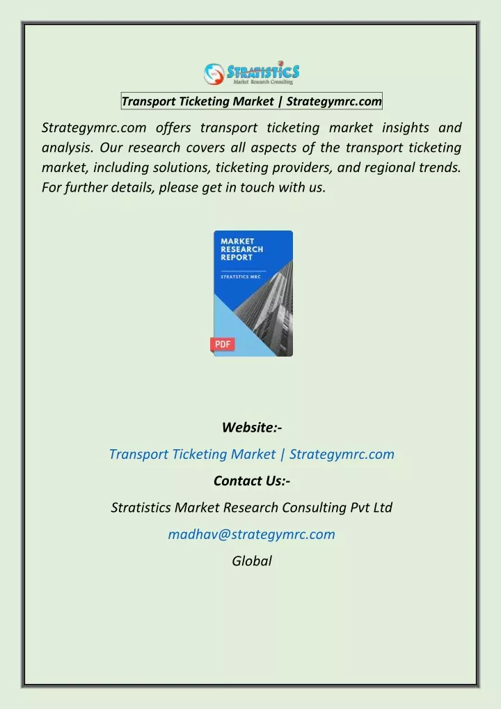 transport ticketing market strategymrc com