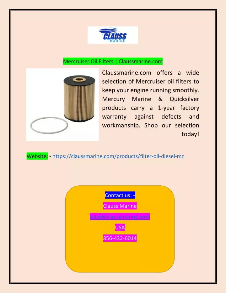 mercruiser oil filters claussmarine com