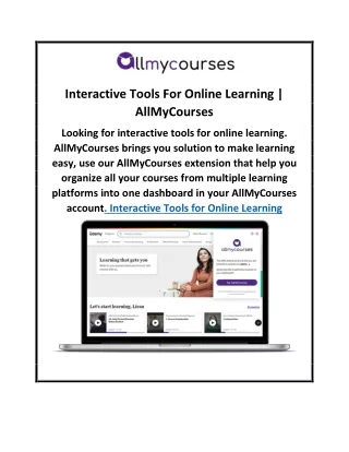 Interactive Tools For Online Learning  AllMyCourses