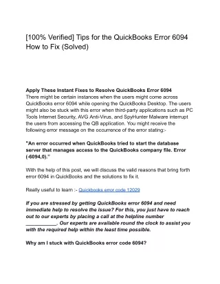 100 verified tips for the quickbooks error 6094