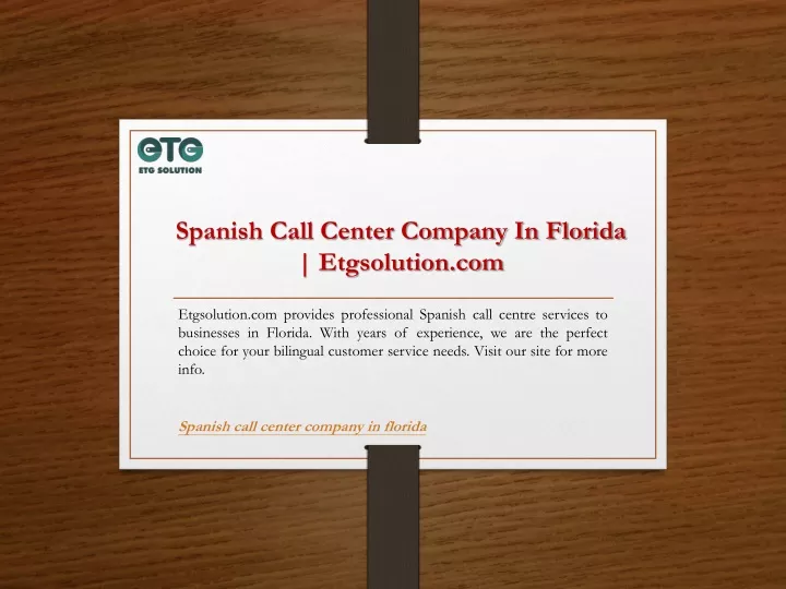 spanish call center company in florida etgsolution com