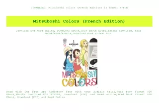 [DOWNLOAD] Mitsuboshi Colors (French Edition) in format E-PUB
