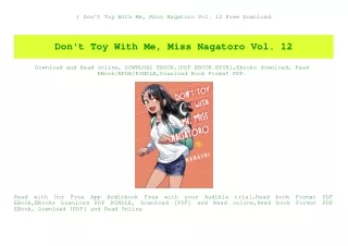 ^DOWNLOAD-PDF) Don't Toy With Me  Miss Nagatoro Vol. 12 Free Download