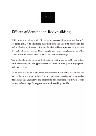 Effects of Steroids in Bodybuilding