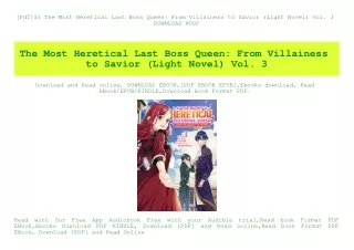 [Pdf]$$ The Most Heretical Last Boss Queen From Villainess to Savior (Light Novel) Vol. 3 DOWNLOAD @PDF