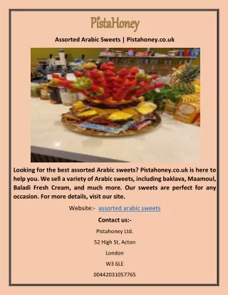 Assorted Arabic Sweets | Pistahoney.co.uk