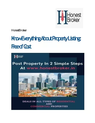 know everything about property listing f r ee o f c o s t