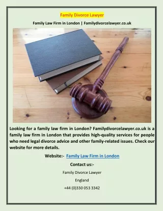 Family Law Firm in London | Familydivorcelawyer.co.uk