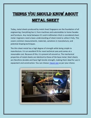 Things you should know about Metal Sheet