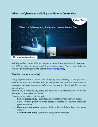 what is a cybersecurity policy and how to create