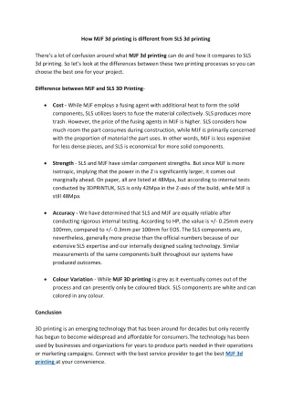 how mjf 3d printing is different from