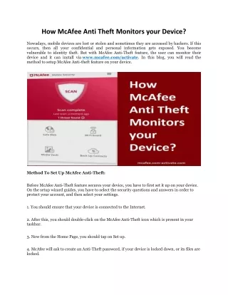 how mcafee anti theft monitors your device