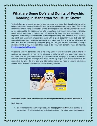 What are Some Do’s and Don’ts of Psychic Reading in Manhattan You Must Know
