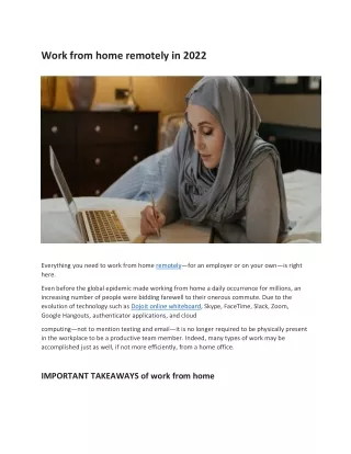 Work from Home Remotely in 2022