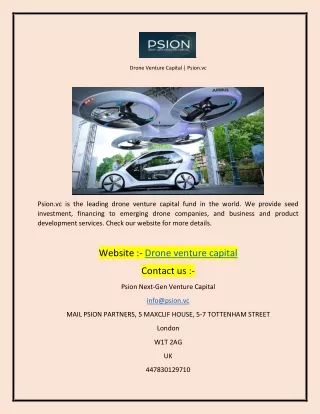 Drone Venture Capital  Psion.vc