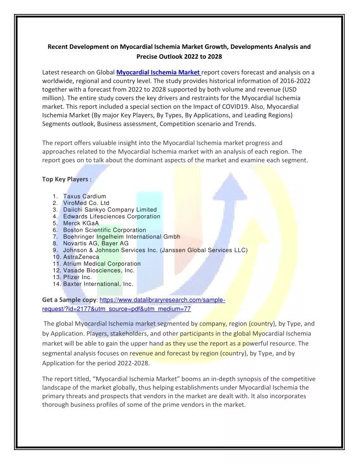 recent development on myocardial ischemia market