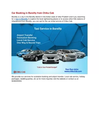 car booking in bareilly from chiku cab