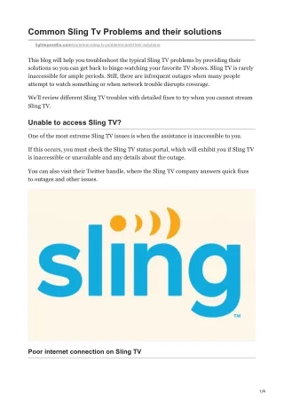 Common Sling Tv Problems and their solutions
