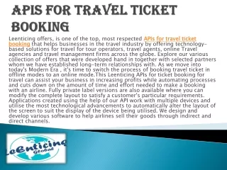 APIs for travel ticket booking