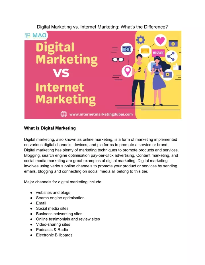 digital marketing vs internet marketing what