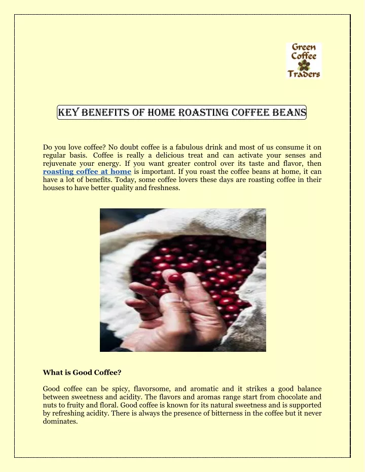 key benefits of home roasting coffee beans