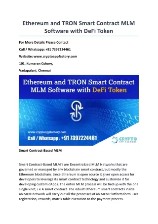 ethereum and tron smart contract mlm software