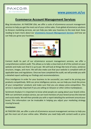 Ecommerce Account Management Services
