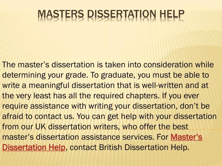 masters dissertation help