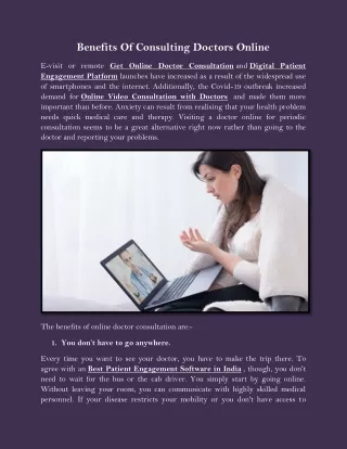 benefits of consulting doctors online