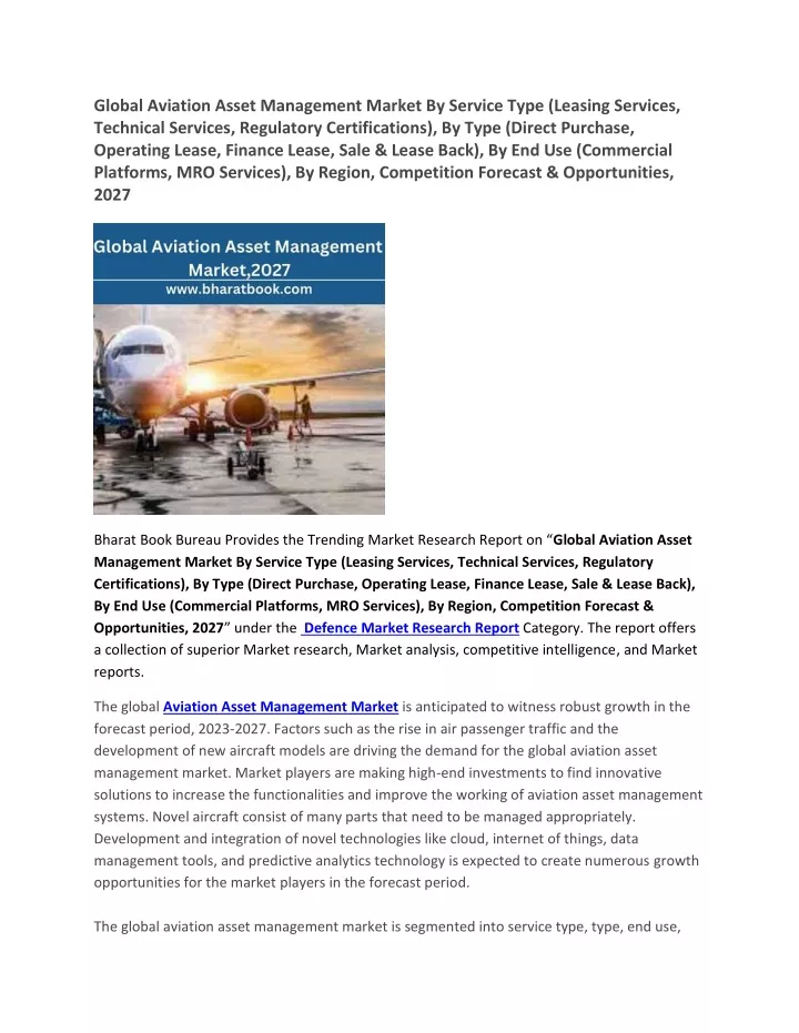 global aviation asset management market