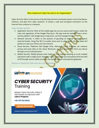 why implement cyber security in an organization