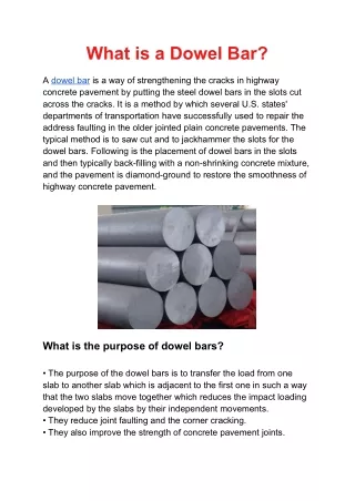 What Is Dowel Bar, Their Purpose, Uses and Advantages?