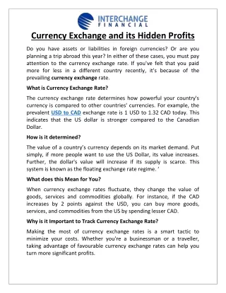 Currency Exchange and its Hidden Profits