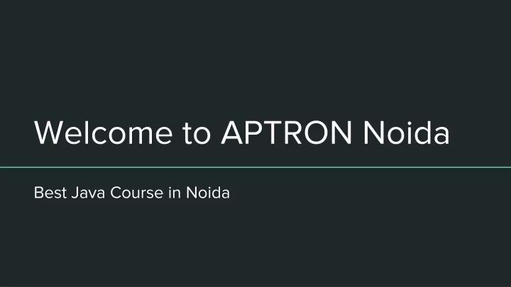 welcome to aptron noida