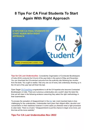 8 tips for ca final students to start again with