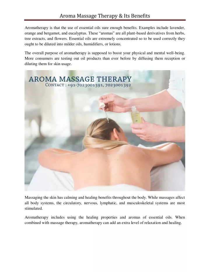 aroma massage therapy its benefits