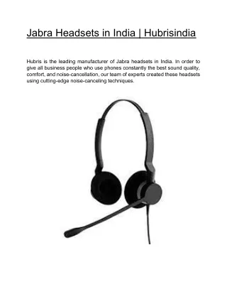 Jabra Headsets in India  | Hubrisindia