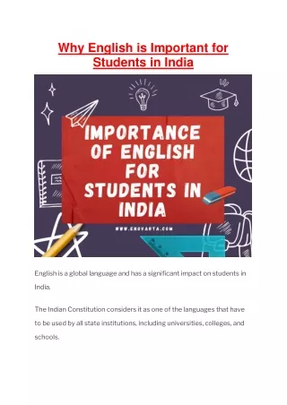 Why English is Important for students in India